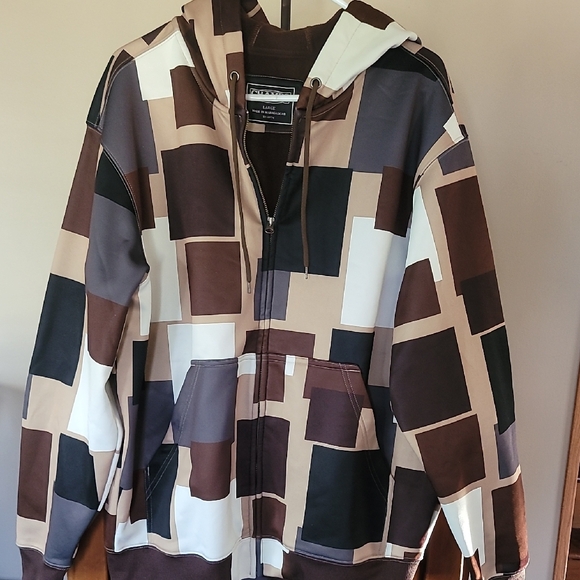 Champs Men's Patchwork Hoodie Jacket - Brown, Black, White - Picture 1 of 8